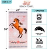 image:imageBarbie Super Soft Cotton BathPoolBeach Towel Barbiecore 58 in x 28 in Official Barbie Product By FrancoSpirit Riding Free