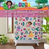 image:imageBeetlejuice Halloween 13Piece Shower Curtain Set 72 x 72 Inch Fabric Curtain with Hooks Bathroom Decor Machine Washable 100 Officially Licensed Product by Franco CollectiblesDora the Explorer