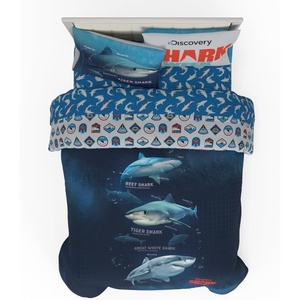 image:imageBarbie 1959 Super Soft Cozy Reversible Comforter and Sheet Set 5 Piece Full Size Official Licensed Product By Franco CollectiblesBlue  Shark Week