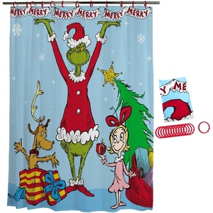 image:imageBeetlejuice Halloween 13Piece Shower Curtain Set 72 x 72 Inch Fabric Curtain with Hooks Bathroom Decor Machine Washable 100 Officially Licensed Product by Franco CollectiblesThe Grinch