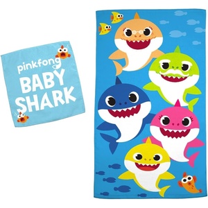 image:imageFranco Baby Shark Kids BathPoolBeach Soft Absorbent Cotton Terry Towel with Washcloth 2 Piece Set 50 in x 25 inBaby Shark