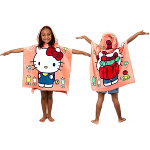 image:imageFranco Barbie Kids BeachPoolBathCamping Hooded Towel Poncho 24 X 22 Absorbent Cotton Cover up 100 Official Licensed Barbie Product LargeHello Kitty