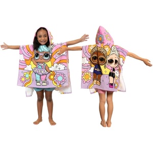 image:imageFranco Barbie Kids BeachPoolBathCamping Hooded Towel Poncho 24 X 22 Absorbent Cotton Cover up 100 Official Licensed Barbie Product LargeLol Surprise