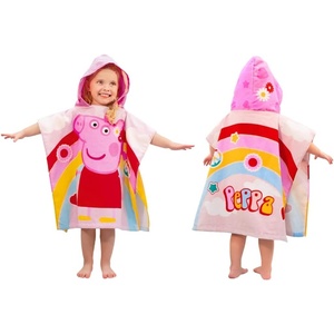 image:imageFranco Barbie Kids BeachPoolBathCamping Hooded Towel Poncho 24 X 22 Absorbent Cotton Cover up 100 Official Licensed Barbie Product LargePeppa Pig