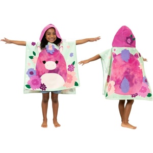 image:imageFranco Barbie Kids BeachPoolBathCamping Hooded Towel Poncho 24 X 22 Absorbent Cotton Cover up 100 Official Licensed Barbie Product LargeSquishmallows
