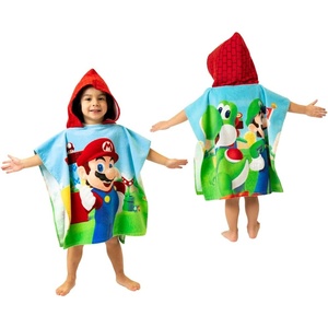 image:imageFranco Barbie Kids BeachPoolBathCamping Hooded Towel Poncho 24 X 22 Absorbent Cotton Cover up 100 Official Licensed Barbie Product LargeSuper Mario