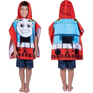 image:imageFranco Barbie Kids BeachPoolBathCamping Hooded Towel Poncho 24 X 22 Absorbent Cotton Cover up 100 Official Licensed Barbie Product LargeThomas