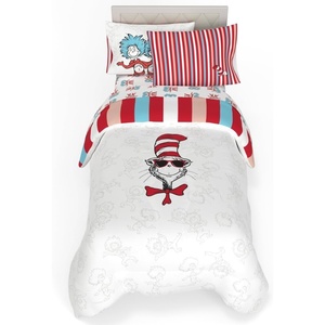 image:imageFranco Kids Bedding Super Soft Comforter and Sheet Set 4 Piece Twin Size BatmanCat in the Hat